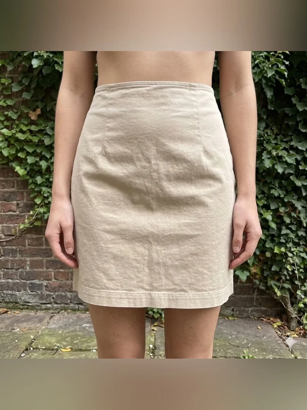 GB Gianni Bini Khaki Tan Cotton Twill Mini Skirt Size Large